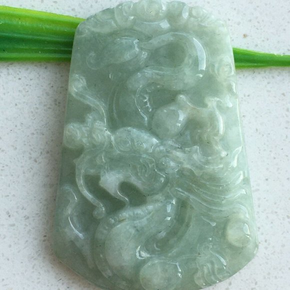 Natural Jade Jadeite Hand carved Dragon Pendant *NWT* - Picture 2 of 4